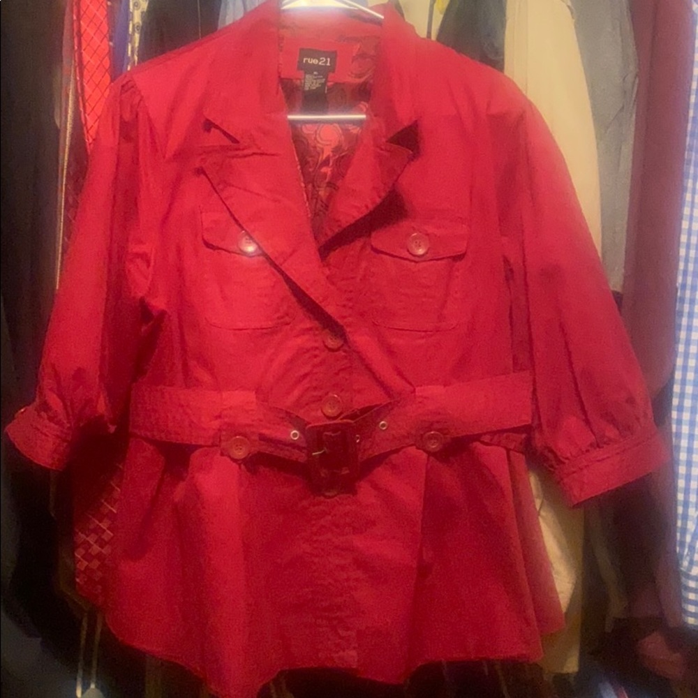 3/4 sleeve cute red jacket